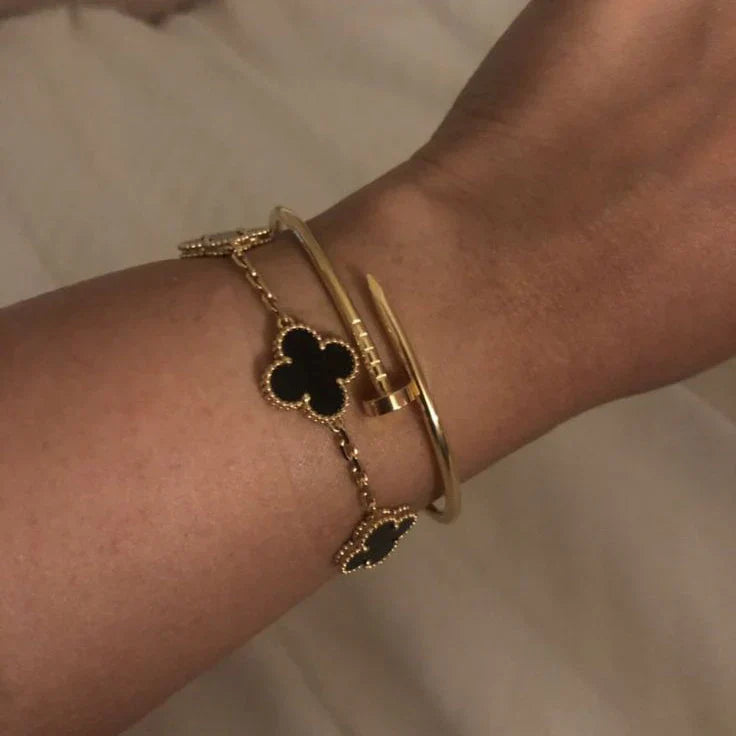 CLOVER | Black/Gold Bracelet